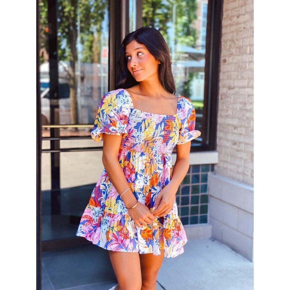 FLYING TOMATO LOVELY MEETING YOU WOVEN MINI DRESS FLORAL FLIRTY VACAY ID18744 - Picture 3 of 13